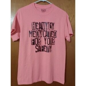 Women's Orange T-Shirt Sz M With Graphics "Heavily Medicated..." Gildan New